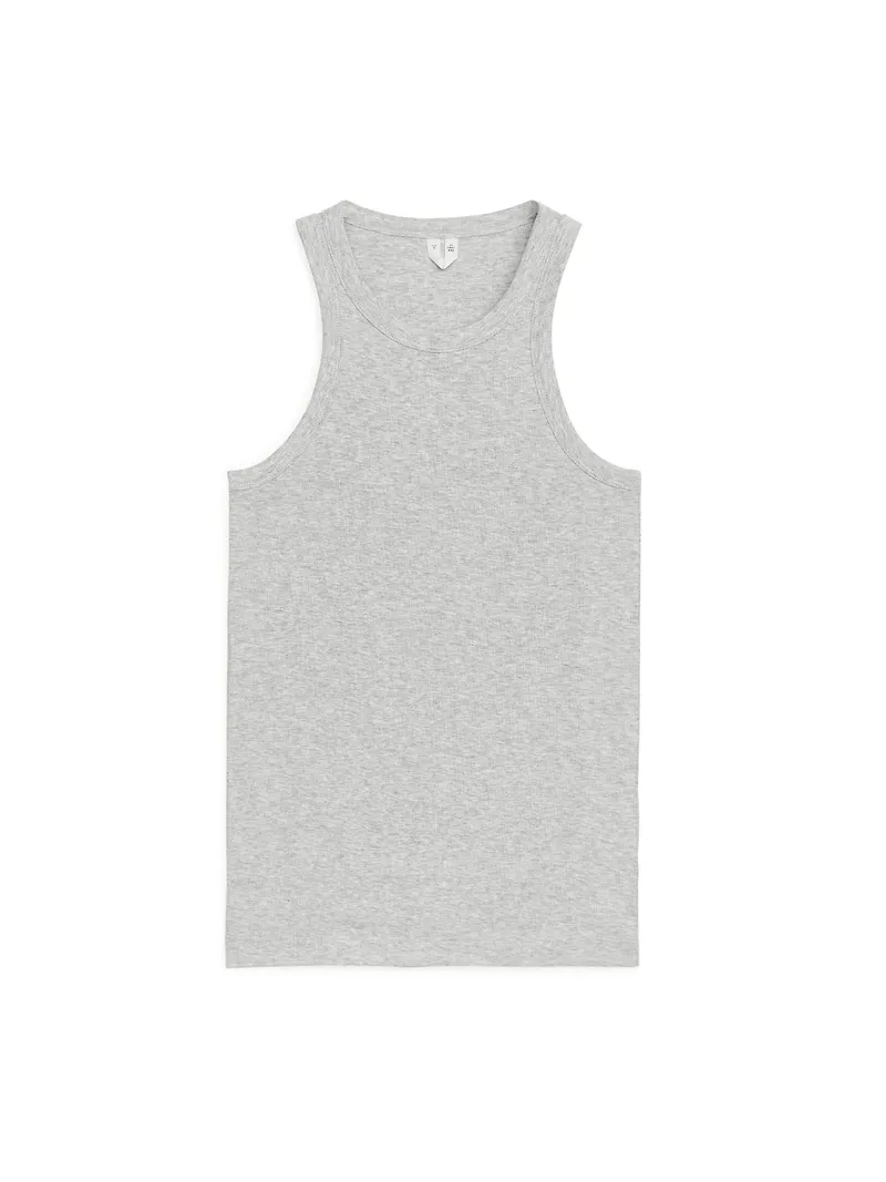 Arket Ribbad Tanktop Grå/melange, Linnen i storlek M