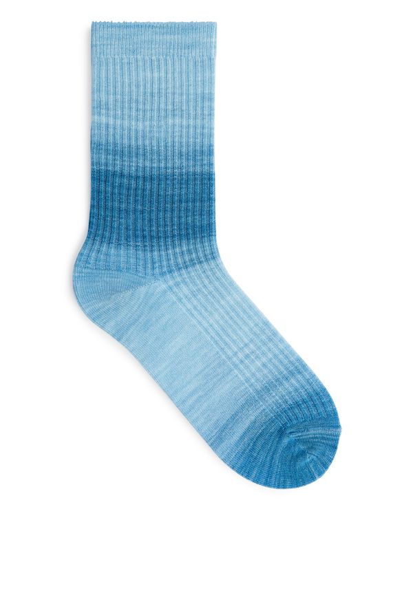 Arket Ribbade Viskosstrumpor Blå i storlek 36/38