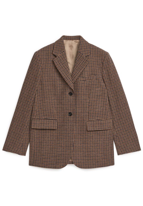 Arket Rutig Kavaj I Ullblandning Brun/svart, Blazers i storlek 40