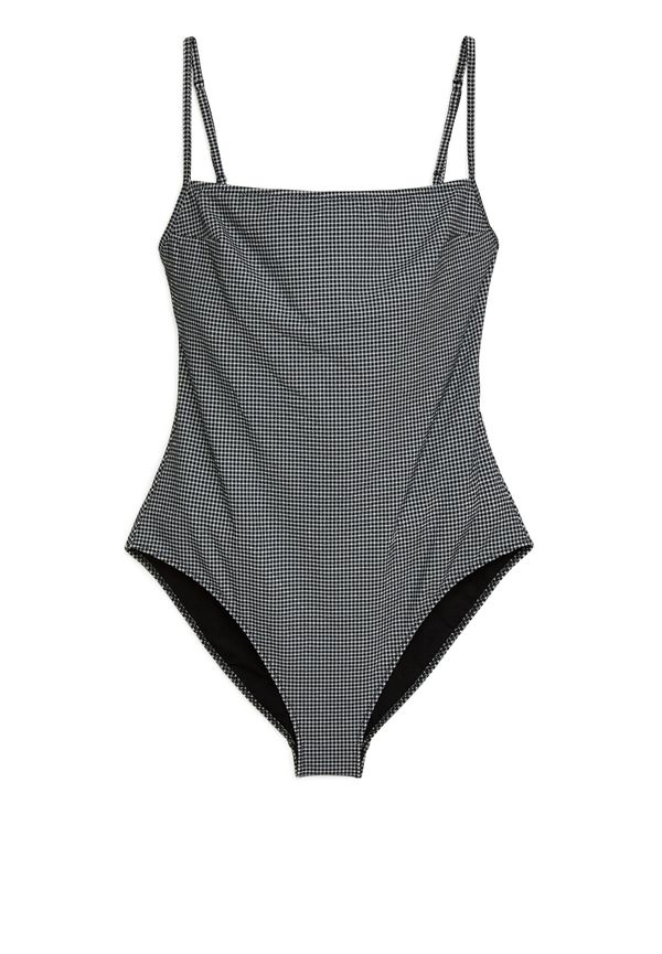 Arket Seersucker Swimsuit Black/white, Baddräkter i storlek 34 och färg Vit