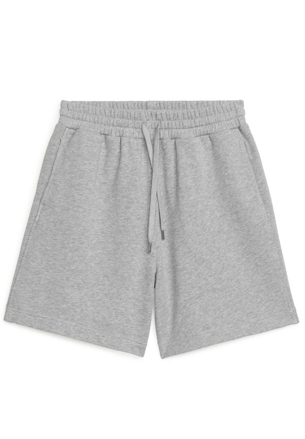 Arket Shorts I Stretchcollege-material, Flossad Baksida Grå/melange i storlek M