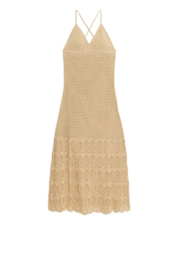 Arket Stickad Klänning Beige, Vardagsklänningar i storlek M