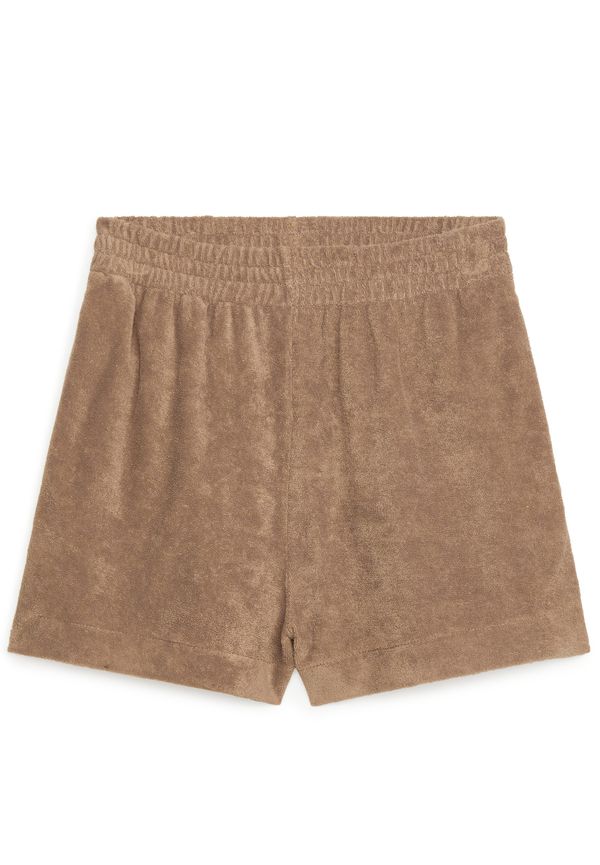 Arket Towelling Shorts Dark Beige i storlek XS och färg Mörkbeige
