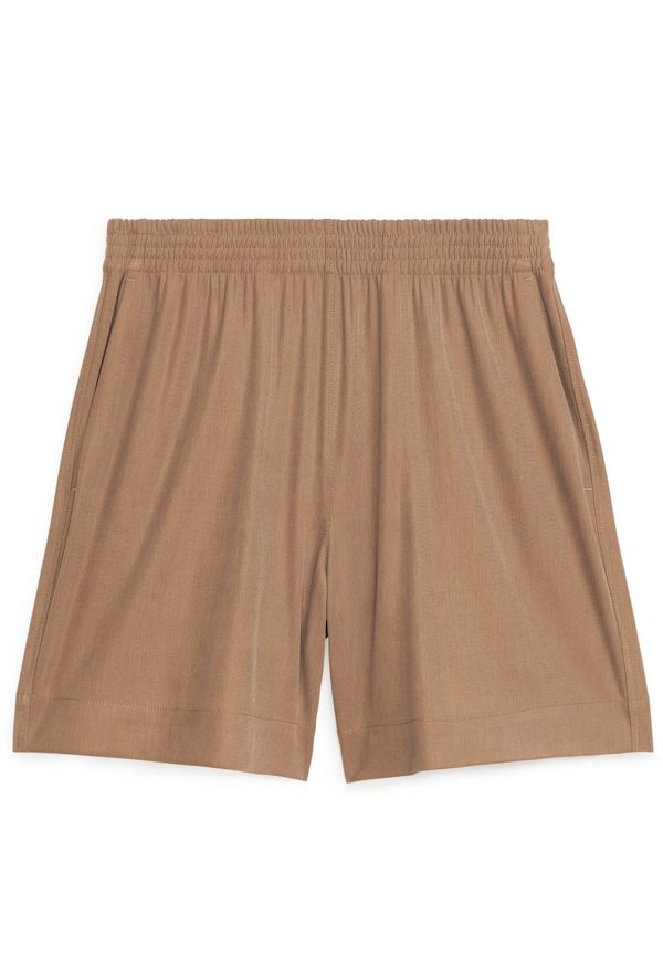 Arket Trikåshorts I Modalblandning Mörkbeige i storlek M