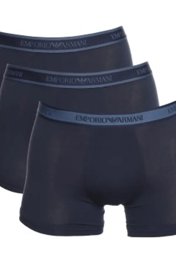 Armani Cotton Knit Boxer Kalsonger 3P Marin bomull Large Herr