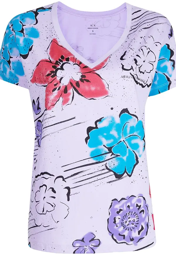 Armani Exchange blommig t-shirt - Lila