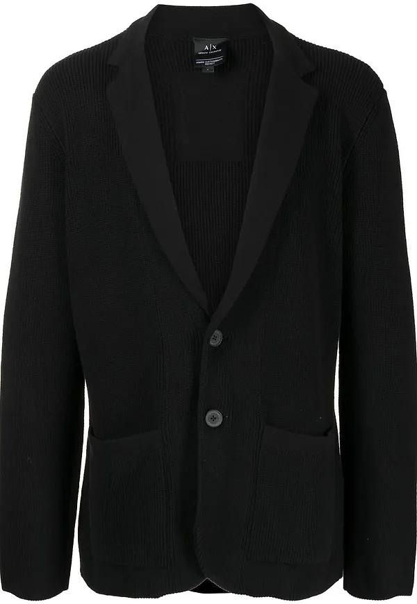 Armani Exchange enkelknäppt figursydd blazer - Svart