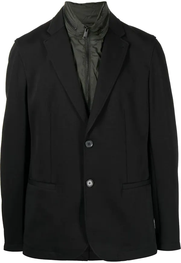 Armani Exchange enkelknäppt figursydd blazer - Svart