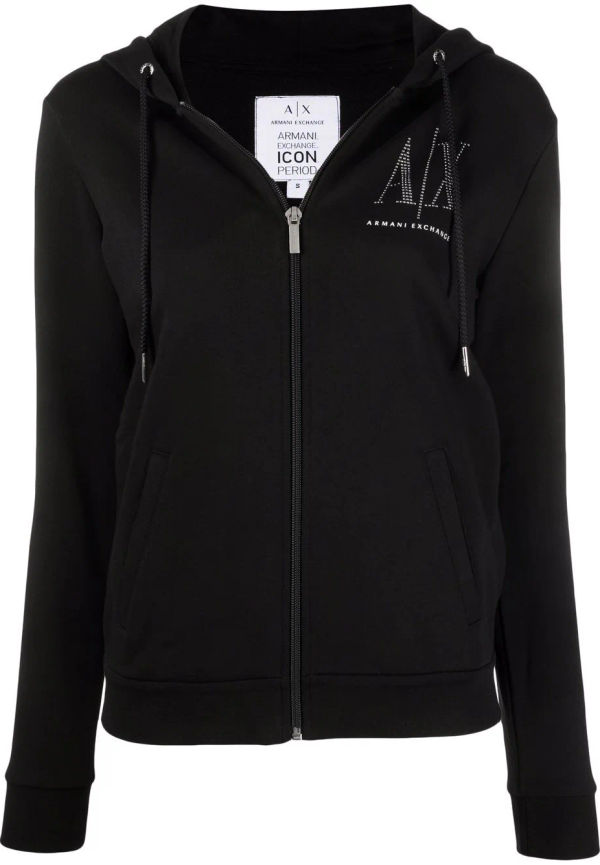 Armani Exchange hoodie med dragkedja - Svart