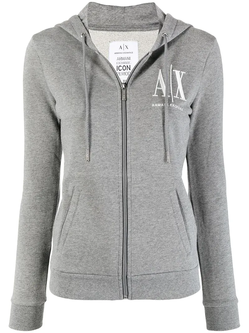 Armani Exchange hoodie med logotyp - Grå