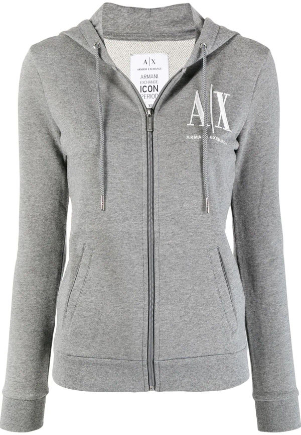 Armani Exchange hoodie med logotyp - Grå