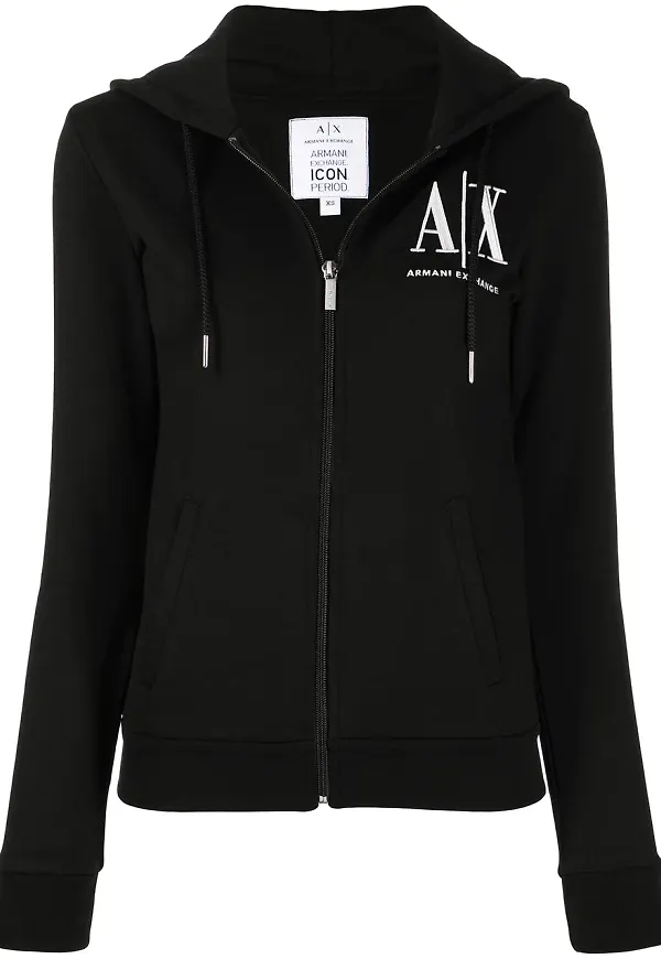 Armani Exchange hoodie med logotyp - Svart