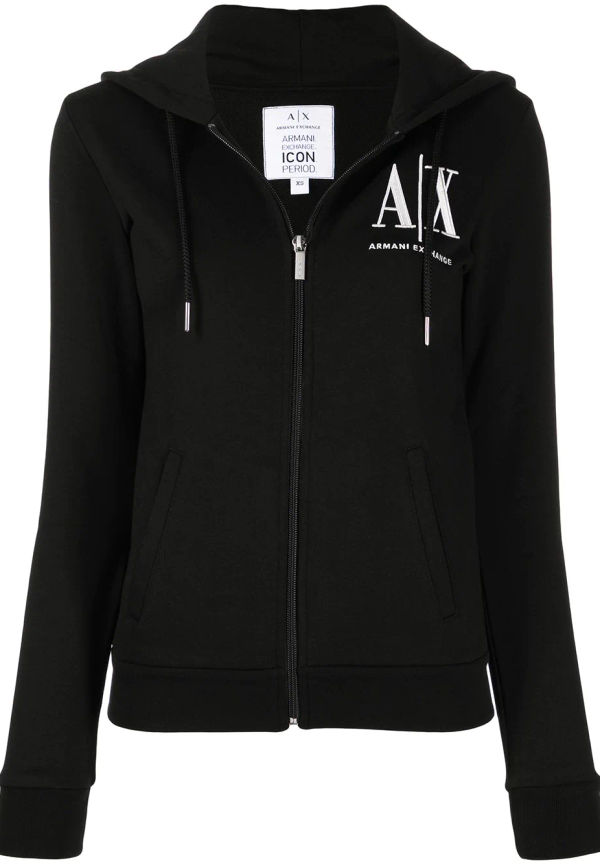 Armani Exchange hoodie med logotyp - Svart