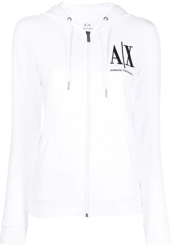 Armani Exchange hoodie med logotyp - Vit