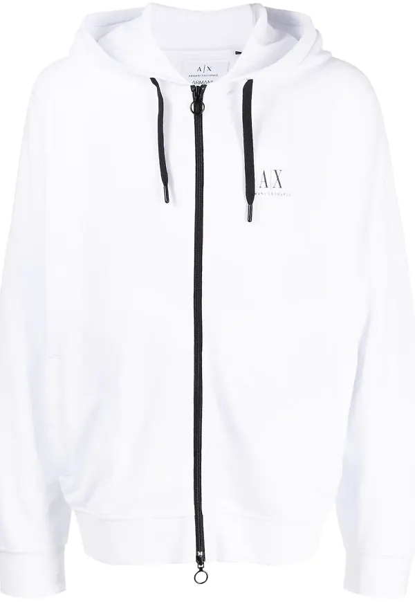 Armani Exchange hoodie med logotyp - Vit