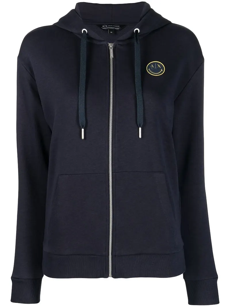 Armani Exchange hoodie med logotypmärke - Blå