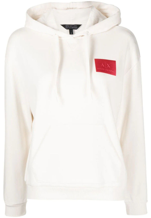 Armani Exchange hoodie med logotypmärke - Vit