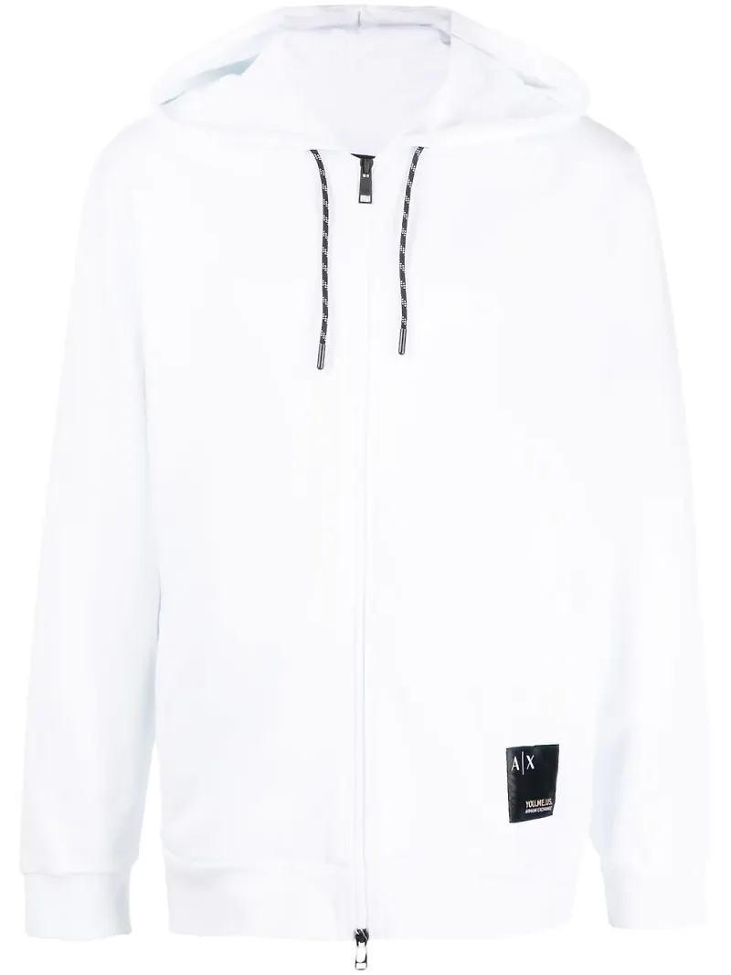 Armani Exchange hoodie med logotypmärke - Vit