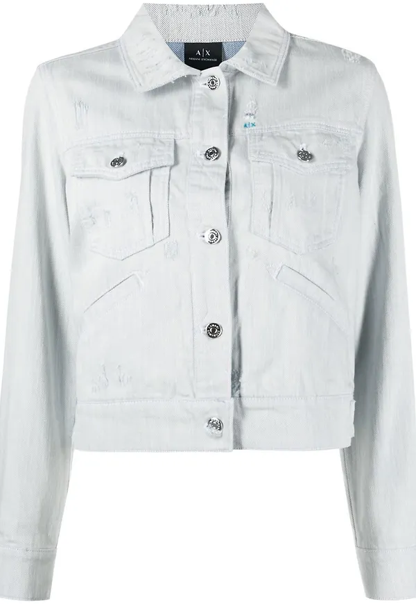 Armani Exchange jeansjacka med klassisk krage - Blå