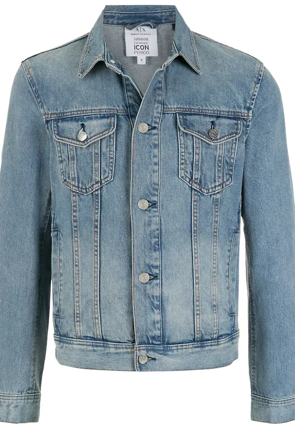 Armani Exchange jeansjacka med knäppning - Blå