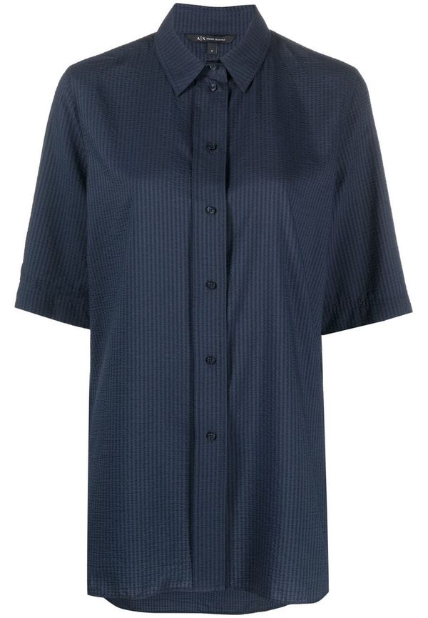 Armani Exchange kortärmad skjorta med struktur - Blå