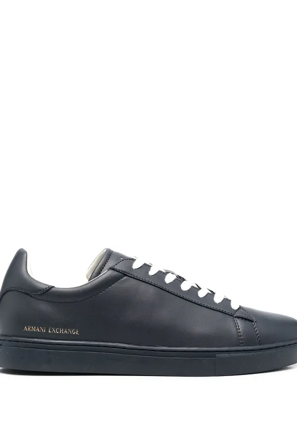 Armani Exchange låga lädersneakers - Blå