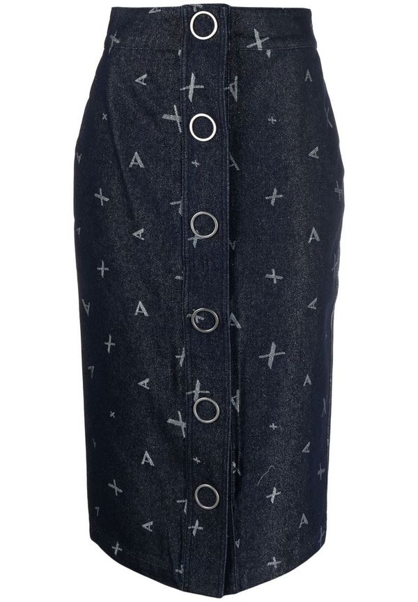 Armani Exchange pennkjol i denim med logotyp - Blå