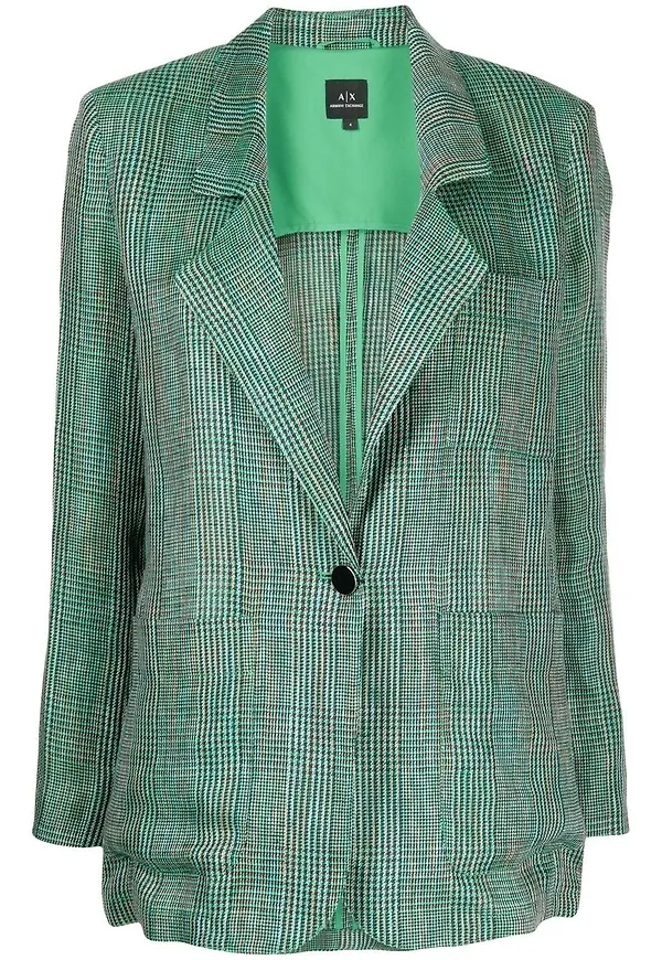 Armani Exchange rutig linneblazer - Grön