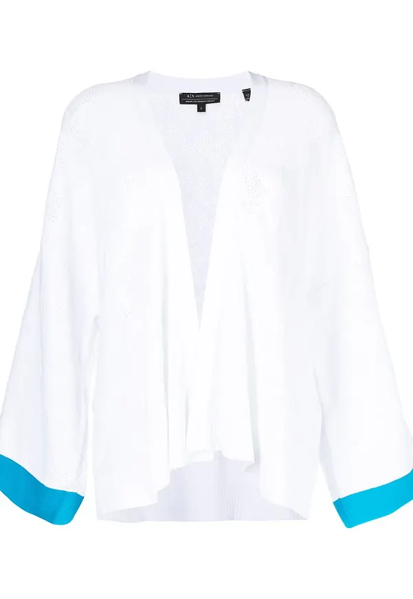 Armani Exchange stickad kofta med monogram - Vit