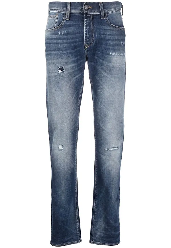 Armani Exchange straight-jeans med slitning - Blå