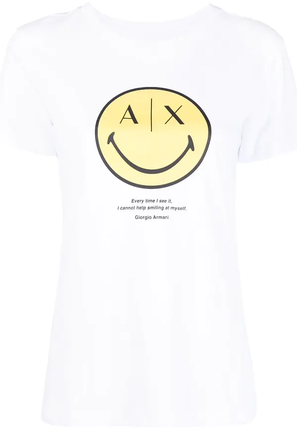 Armani Exchange t-shirt med emojitryck - Vit