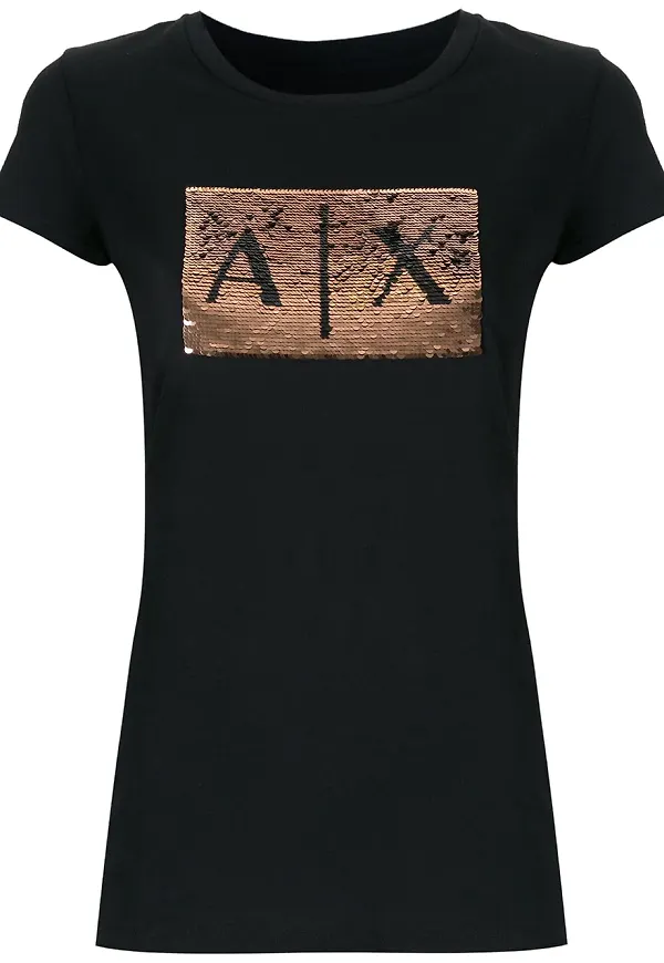 Armani Exchange t-shirt med paljetter - Svart