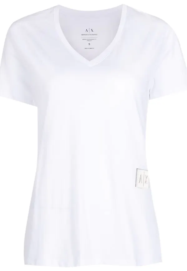 Armani Exchange v-ringad t-shirt - Vit