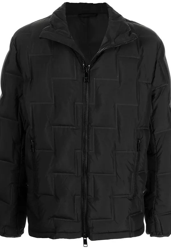 Armani Exchange vadderad jacka med dragkedja - Svart