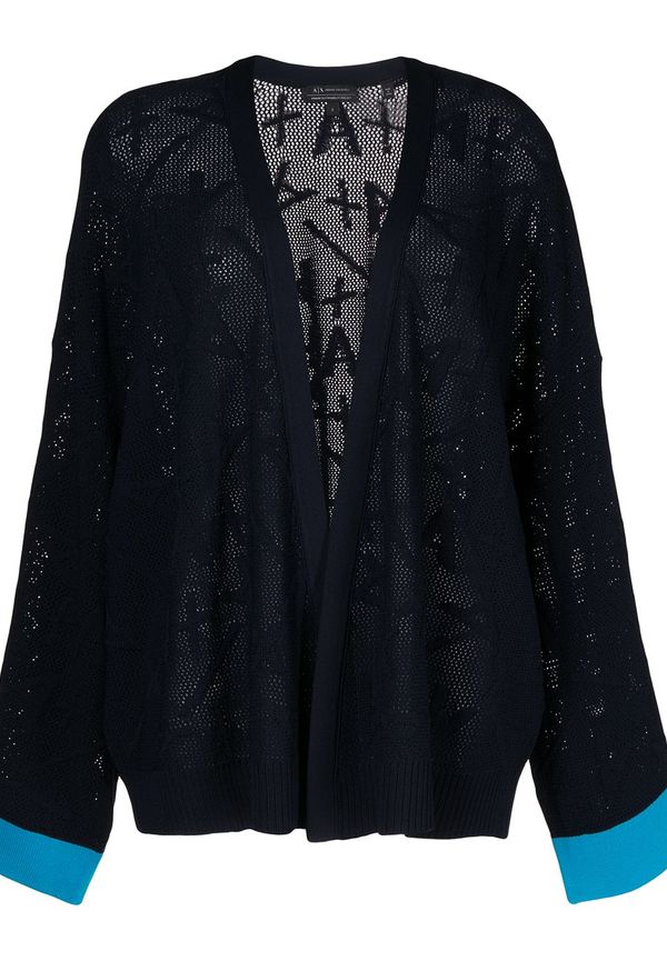 Armani Exchange virkad kofta med monogram - Blå
