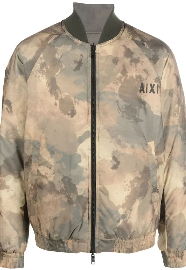Armani Exchange vändbar kamouflagemönstrad bomberjacka - Grön