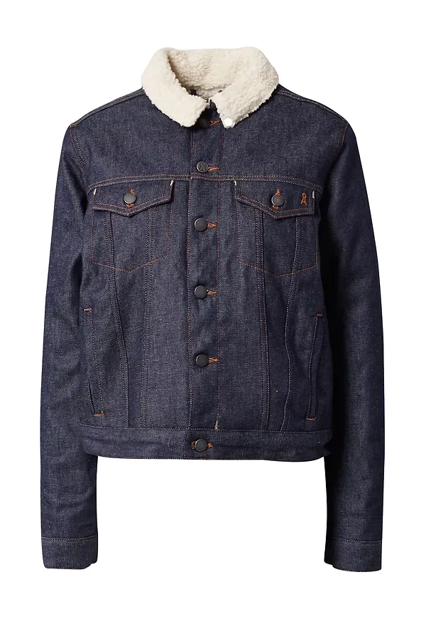 ARMEDANGELS Övergångsjacka 'Velita' blå denim / ullvit