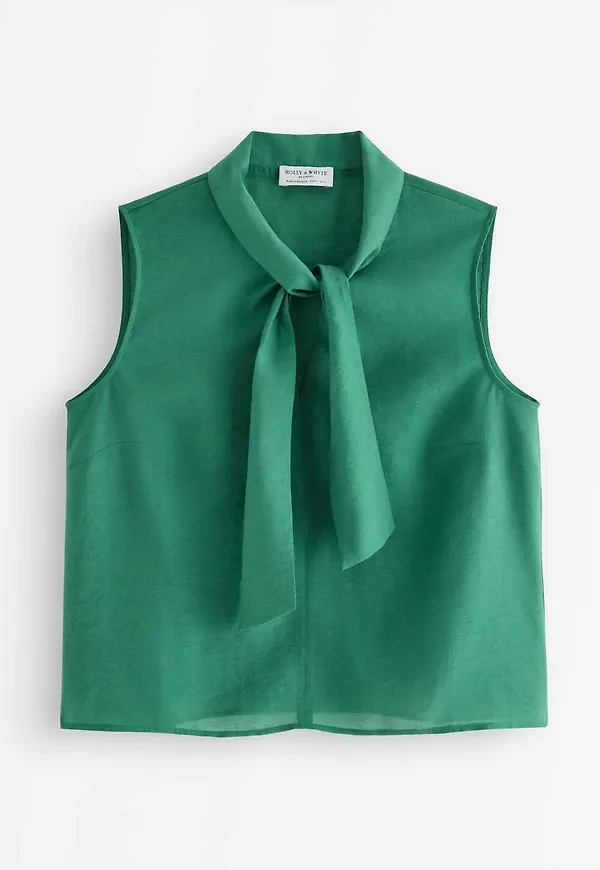Ärmlös blus med rosett