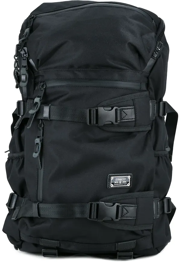 As2ov Cordura Dobby 305D rund ryggsäck med dragkedja - Svart