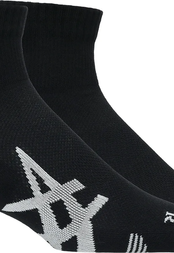 Asics 2 Pack Cushioned Run Quarter Sock Performance Black/Performance Black