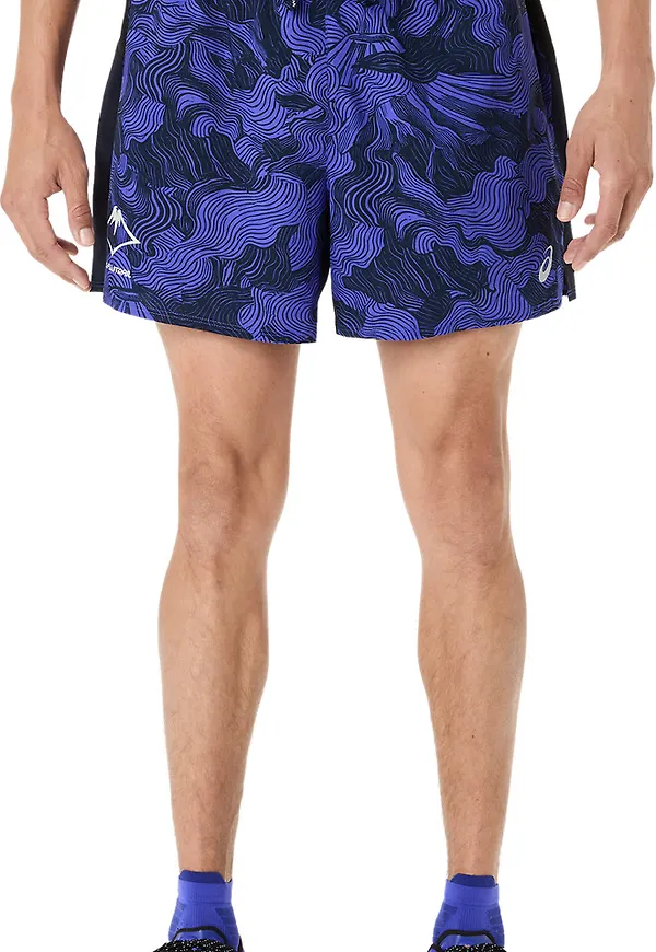 Asics Men's Fujitrail All Over Print 5in Shorts Midnight/Cobalt Burst/Cream