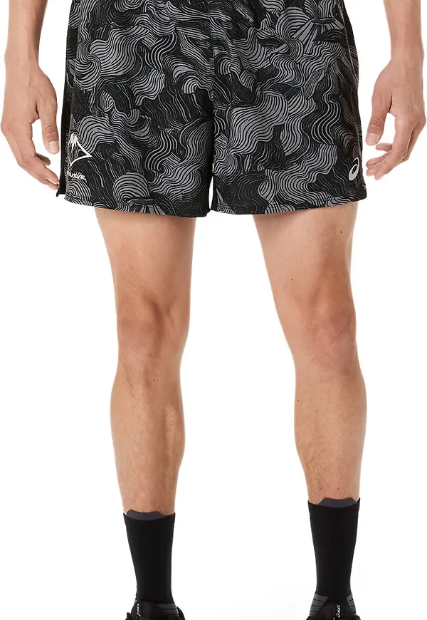 Asics Men's Fujitrail All Over Print 5in Shorts Performance Black/Carbon/Cream