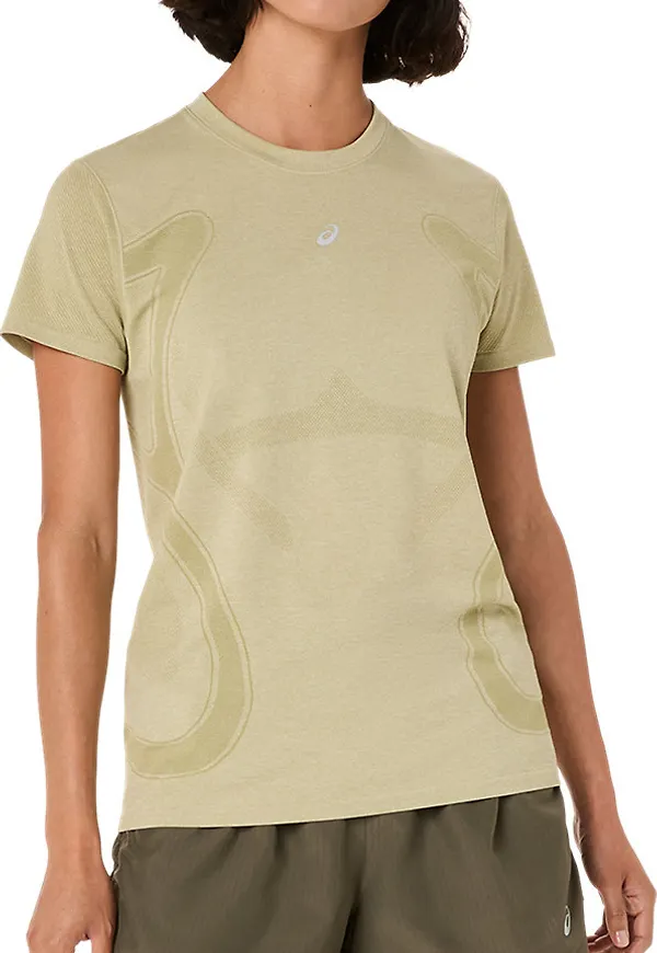 Asics Women's Road Seamless Short Sleeve Top Khaki/Cream