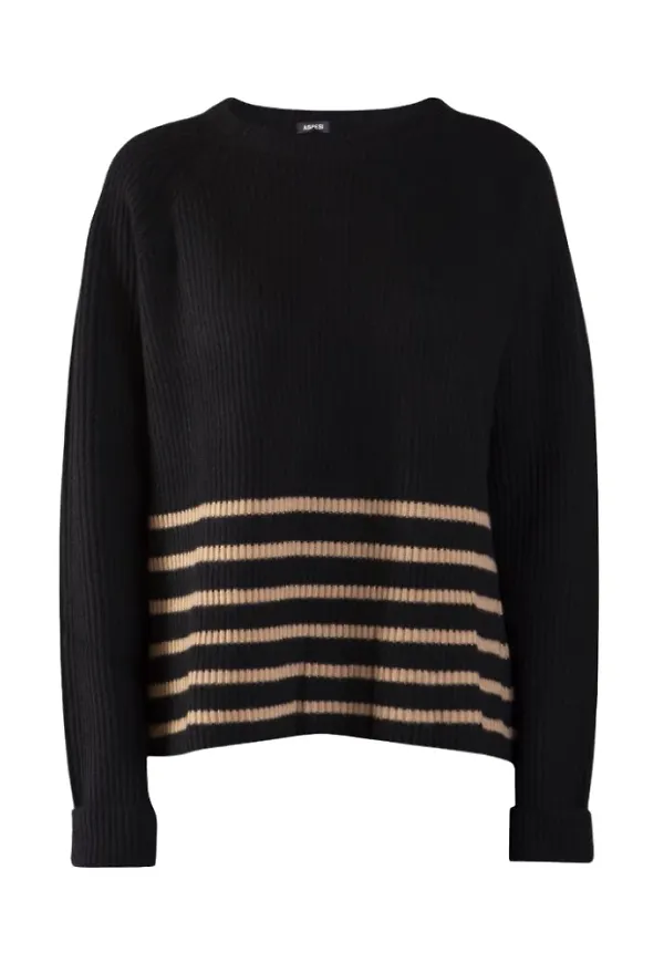 Aspesi Lanna coastal crew up shirt Svart, Dam