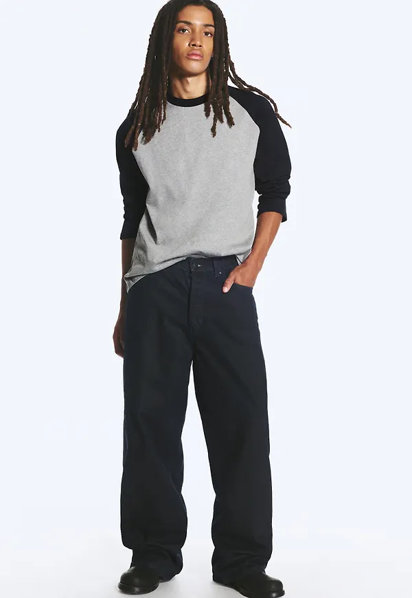 Astro Mid Rise Loose Baggy Coated Jeans