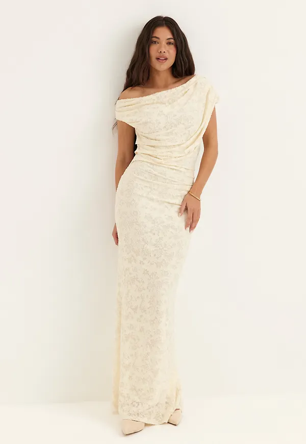 Asymmetric Draped Burnout Maxi Dress