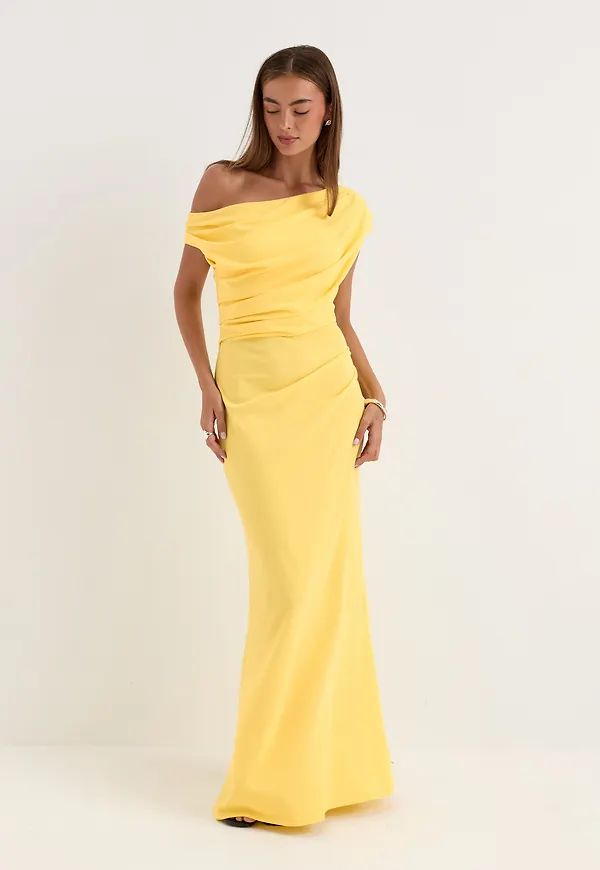 Asymmetric Draped Maxi Dress