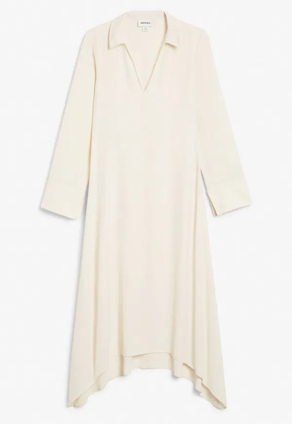 Asymmetric hem shirt dress - Beige