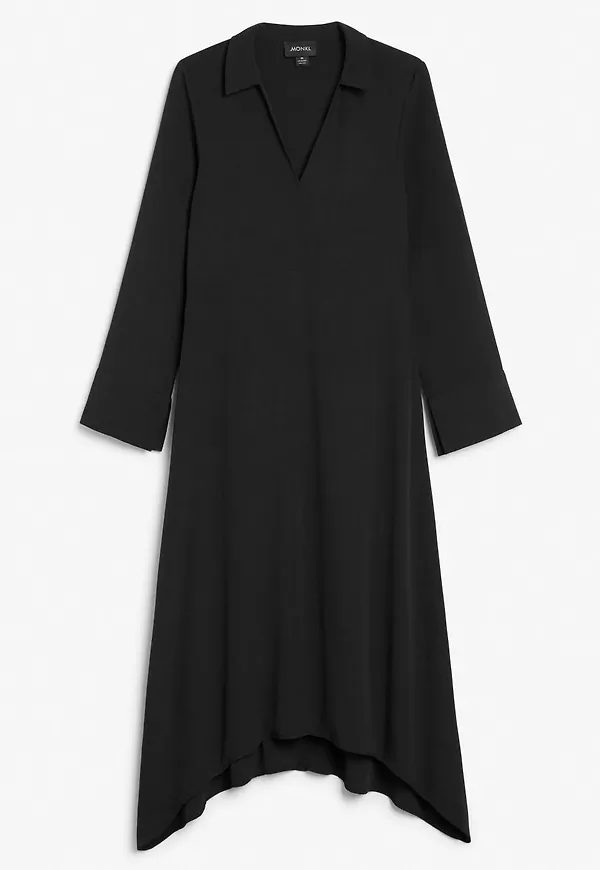 Asymmetric hem shirt dress - Black