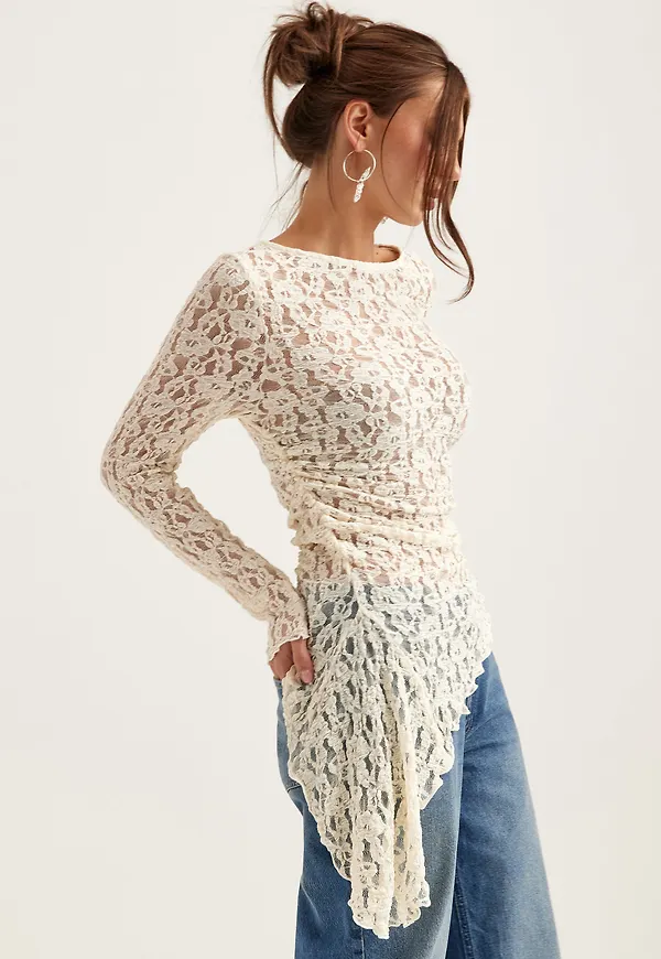 Asymmetric Lace Top